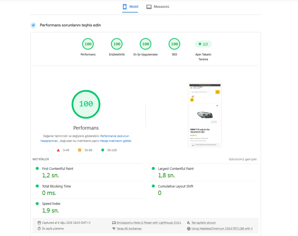 PW Store Page speed test 01