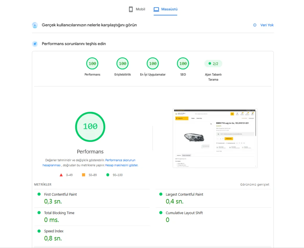 PW Store Page speed test 2